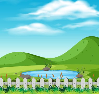 Güzel doğa manzara illüstrasyon