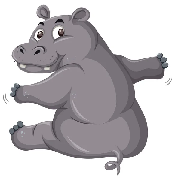 Lindo Hipopótamo Sobre Fondo Blanco Ilustración — Vector de stock