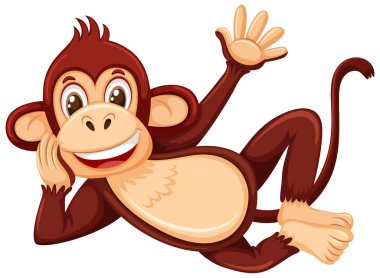 Beyaz arka plan illüstrasyon üzerinde döşeme bir maymun