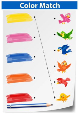 Renk eşleştirme çalışma sayfası illüstrasyon