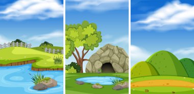 Yeşil doğa manzara illüstrasyon