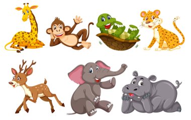 Vahşi hayvanlar illüstrasyon bir dizi