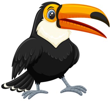 Beyaz kağıt çizimde bir toucan