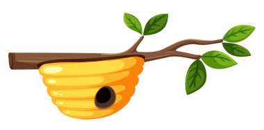 Ağaç dalı illüstrasyon bir arı kovanına