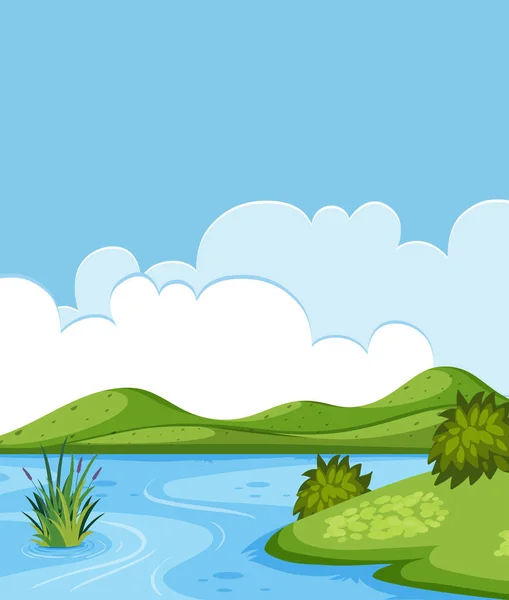 Une Belle Illustration Paysage Lac — Image vectorielle