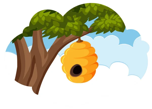 蜜蜂蜂巢在树例证 — 图库矢量图片
