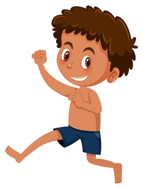 Genç mutlu tan çocuk illüstrasyon