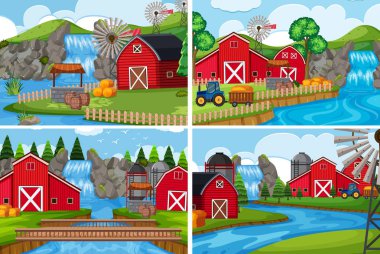 Çiftlik sahneleri resimde kümesi