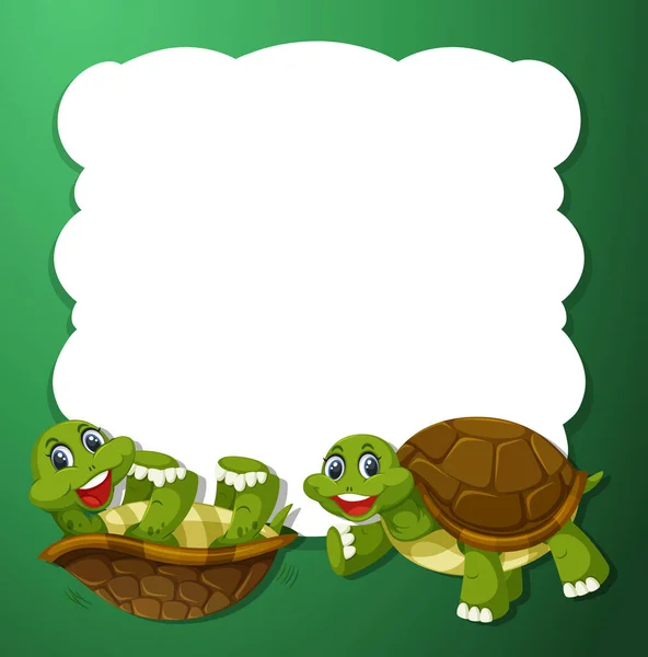 Zielony Żółw Ramki Ilustracja Koncepcja — Wektor stockowy