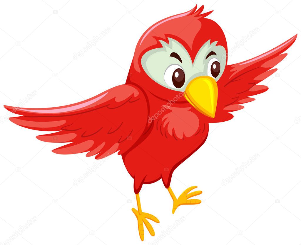 Cute red flying bird illustration