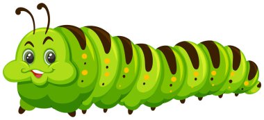 Şirin mutlu yeşil catapillar illüstrasyon