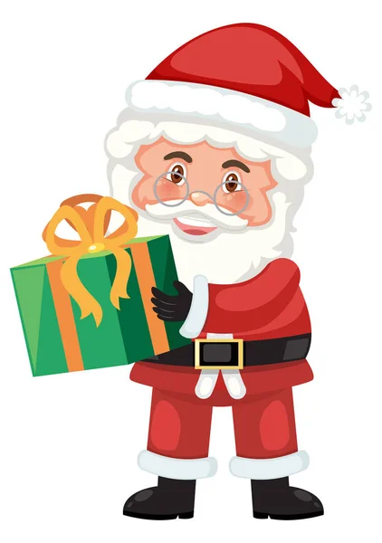 Santa Holding Present Illustration — Stock Vector