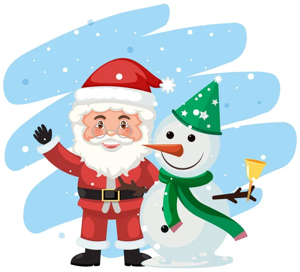 Santa Snowman Scene Illustration — Stock Vector