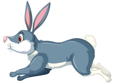 İllüstrasyon mavi mutlu tavşan çalıştıran