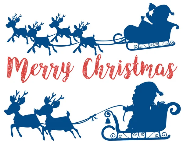 Merry Christmas Santa Sleigh Card Illustration — Stock Vector