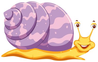 Beyaz arka plan illüstrasyon üzerinde mutlu bir salyangoz