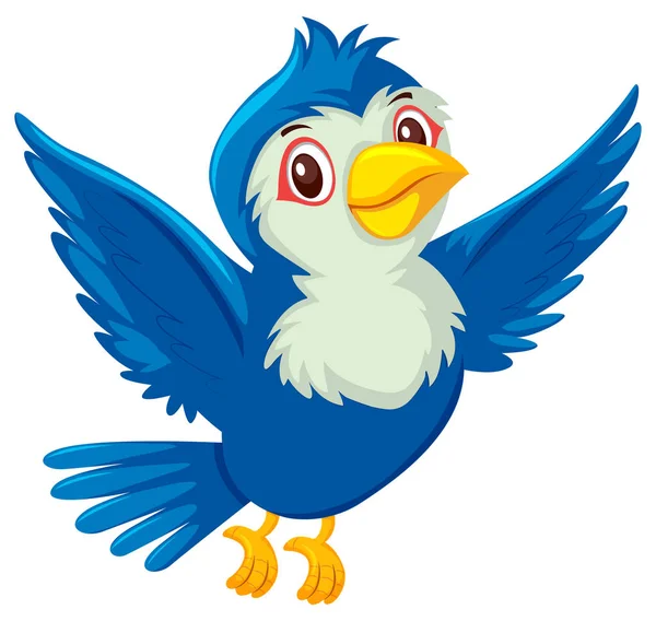 Niebieski Ptak Białym Tle Ilustracja — Wektor stockowy