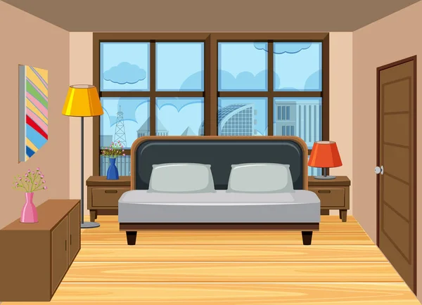 Una Camera Letto Nell Alto Appartamento Illustrazione — Vettoriale Stock