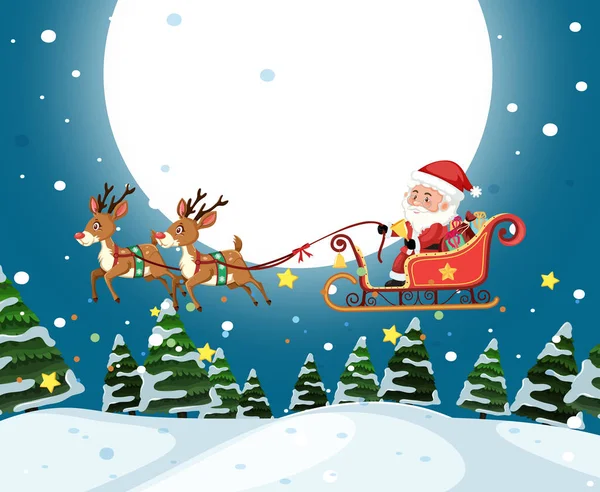 Santa Riding Sleigh Christmas Template Illustration — Stock Vector