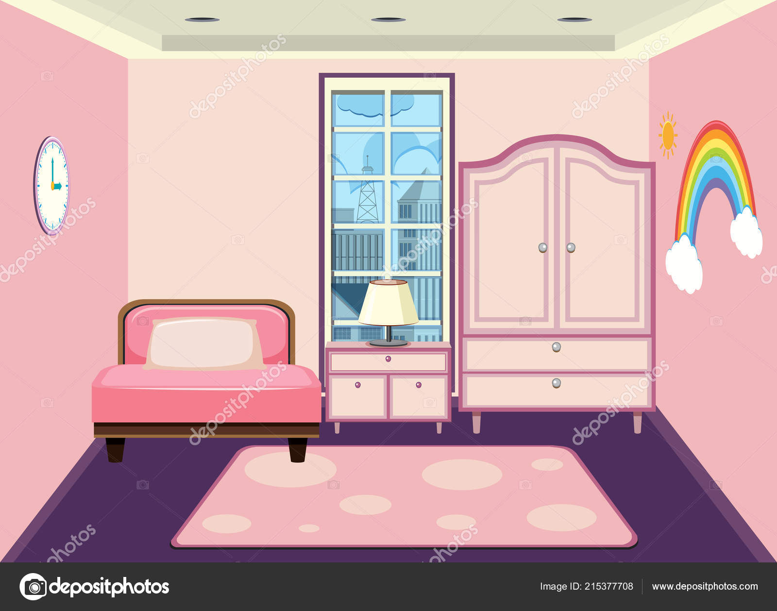 女の子の寝室のイラストのインテリア ストックベクター C Brgfx 女の子の寝室のイラストのインテリア ストックベクター C Brgfx