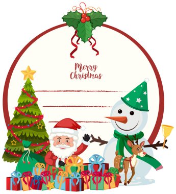 Bir neşeli Noel kartı şablon çizimi