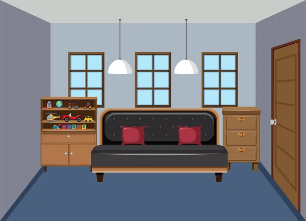 Ilustración Interior Dormitorio Moderno — Vector de stock