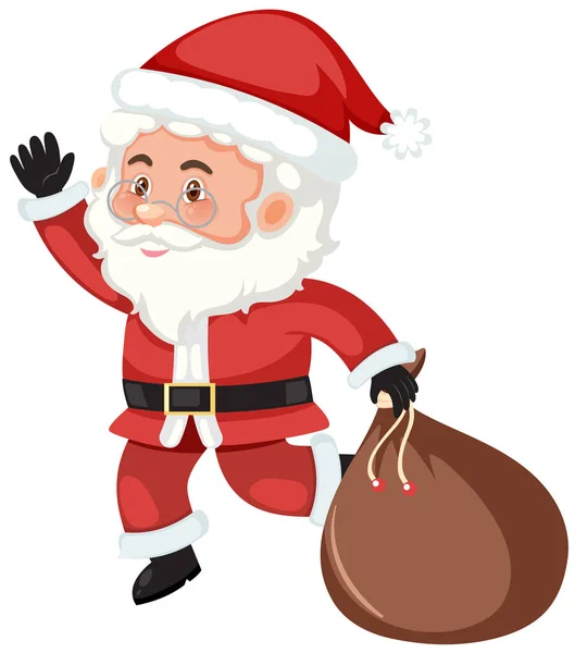 Santa Claus Holding Bag Illustration — Stock Vector