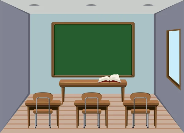 Intérieur Vide Salle Classe Bois Illustration — Image vectorielle