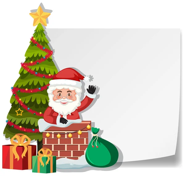 Santa Δώρο Παράδοση Από Καμινάδα Χαρτί Πρότυπο Εικονογράφηση — Διανυσματικό Αρχείο