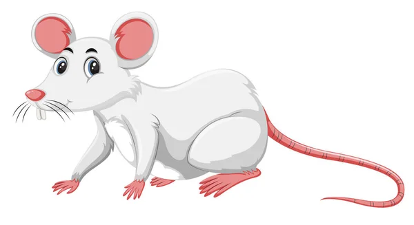 Sebuah Tikus Putih Pada Ilustrasi Latar Belakang Putih - Stok Vektor