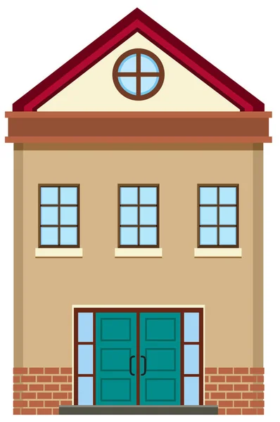 Casa Vista Frontale Sfondo Bianco Illustrazione — Vettoriale Stock