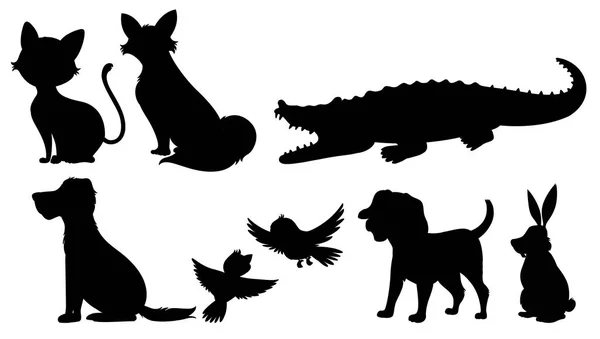 Illustration Silhouette Animaux Sauvages — Image vectorielle