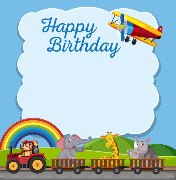Happy Birthday Card Template Illustration — Stock Vector
