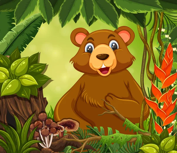 Милий Ведмідь Лісовій Ілюстрації — стоковий вектор
