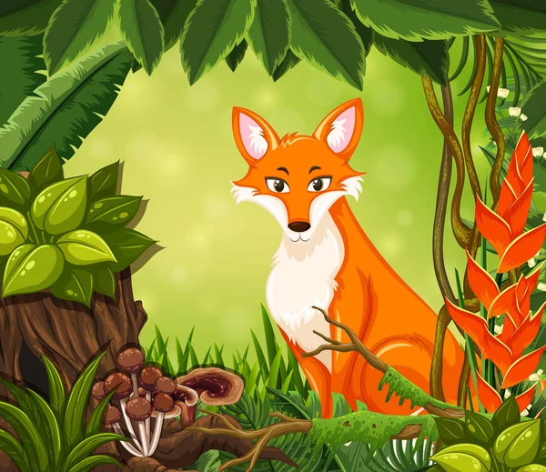 A cute red fox in forest illustration