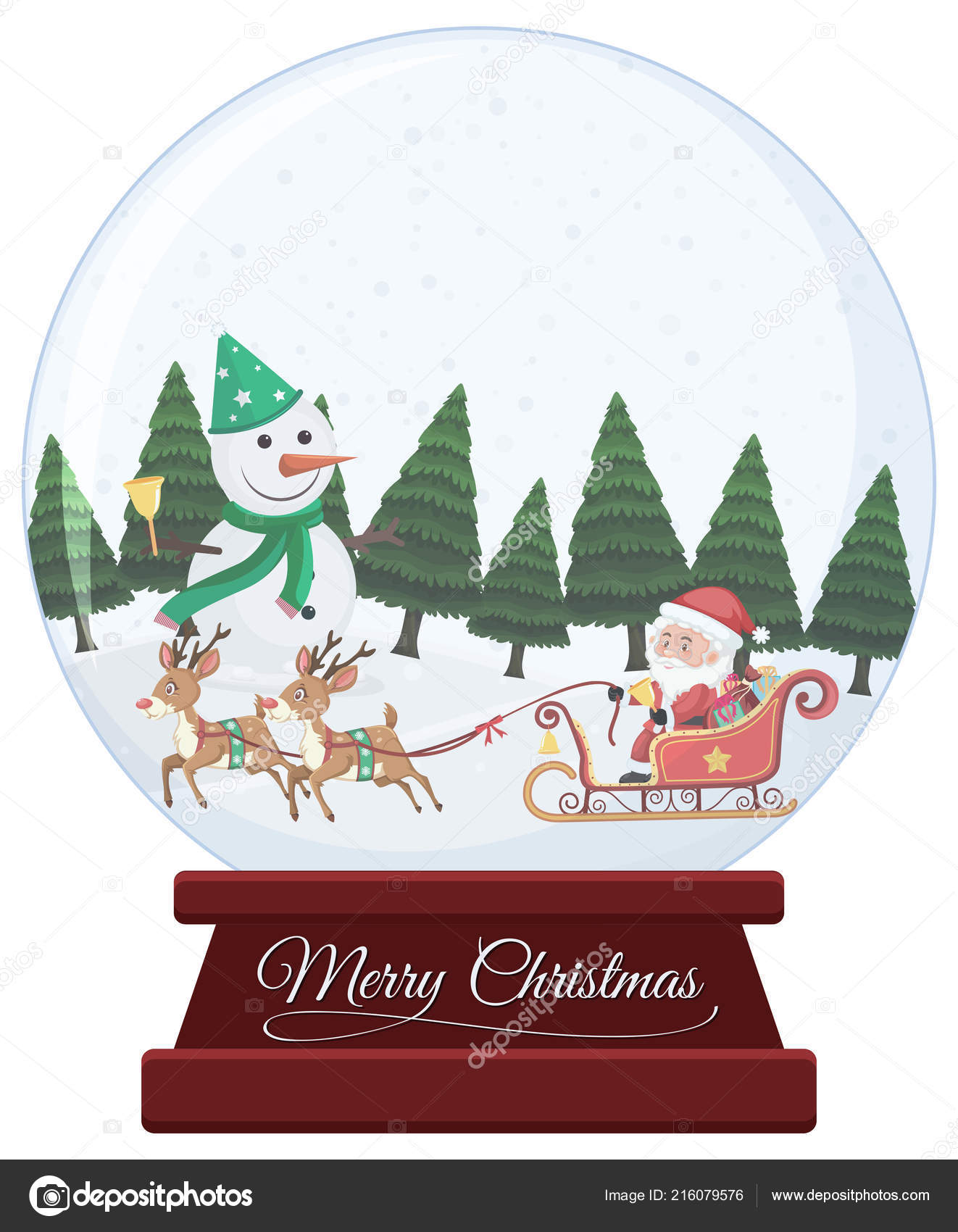 Christmas Snow Globe White Background Illustration Stock Vector Image