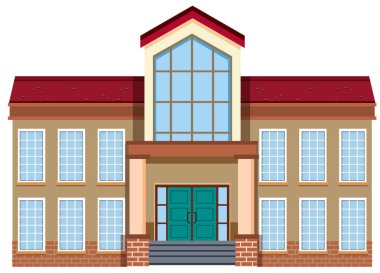 Düz modern bina illüstrasyon