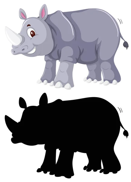 Color Silueta Del Rinoceronte Ilustración — Archivo Imágenes Vectoriales
