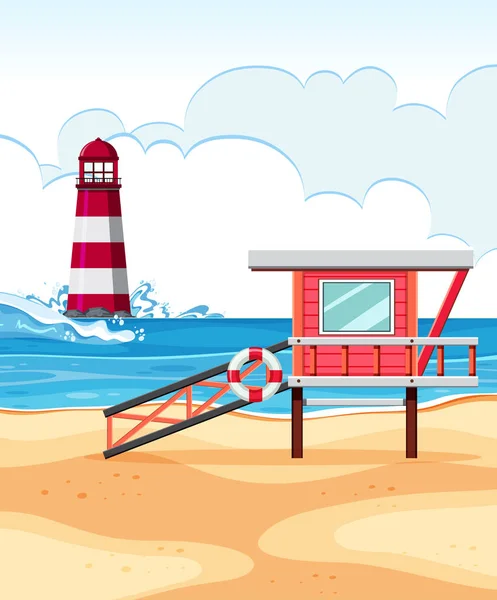 Maison Sauveteur Plage Illustration — Image vectorielle