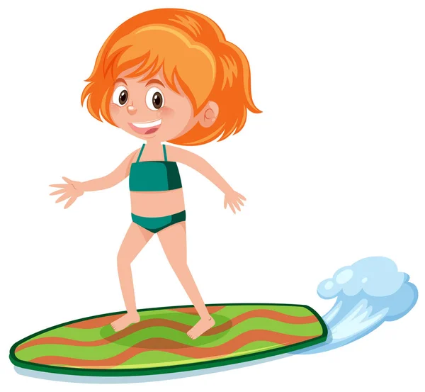 Dívka Obrázku Surfovací Prkno — Stockový vektor
