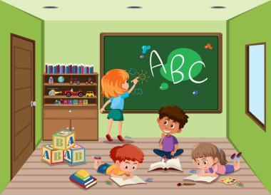 Öğrenciler sınıf resimde