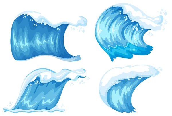 Ensemble Illustration Vague Bleue — Image vectorielle