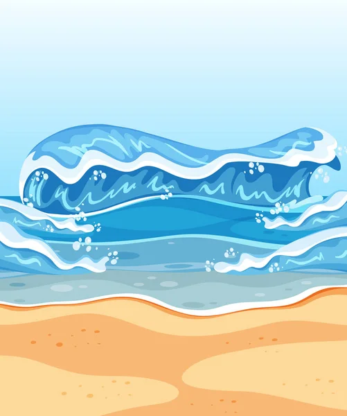 Big Wave Summer Beach Illustration — Stock Vector