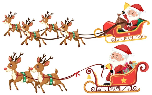 Weihnachtsmann Schlitten Fahren Auf Weißem Hintergrund Illustration — Stockvektor