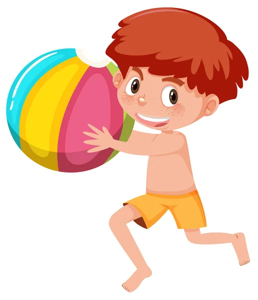 Menino Brincando Com Bola Praia Ilustração —  Vetores de Stock