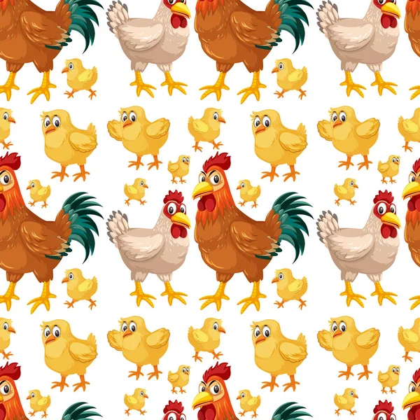 Κοτόπουλο Απρόσκοπτη Υπόβαθρο Μοτίβο Εικονογράφηση — Διανυσματικό Αρχείο