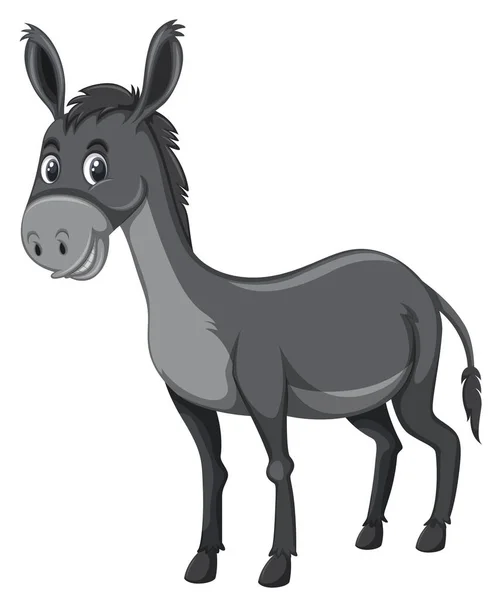 Grey Donkey White Background Illustration — Stock Vector