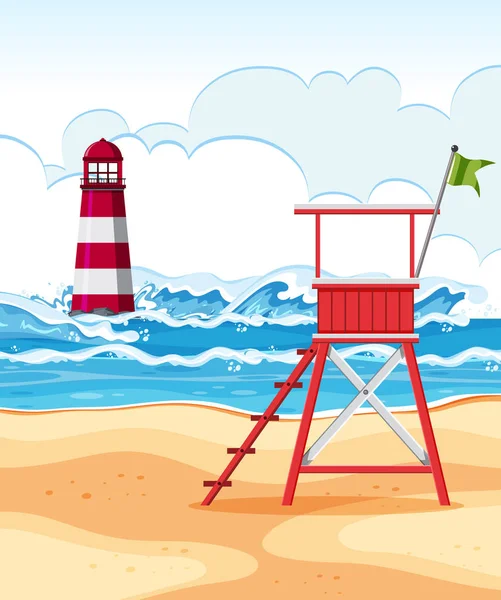Disegno Piatto Estate Spiaggia Illustrazione — Vettoriale Stock