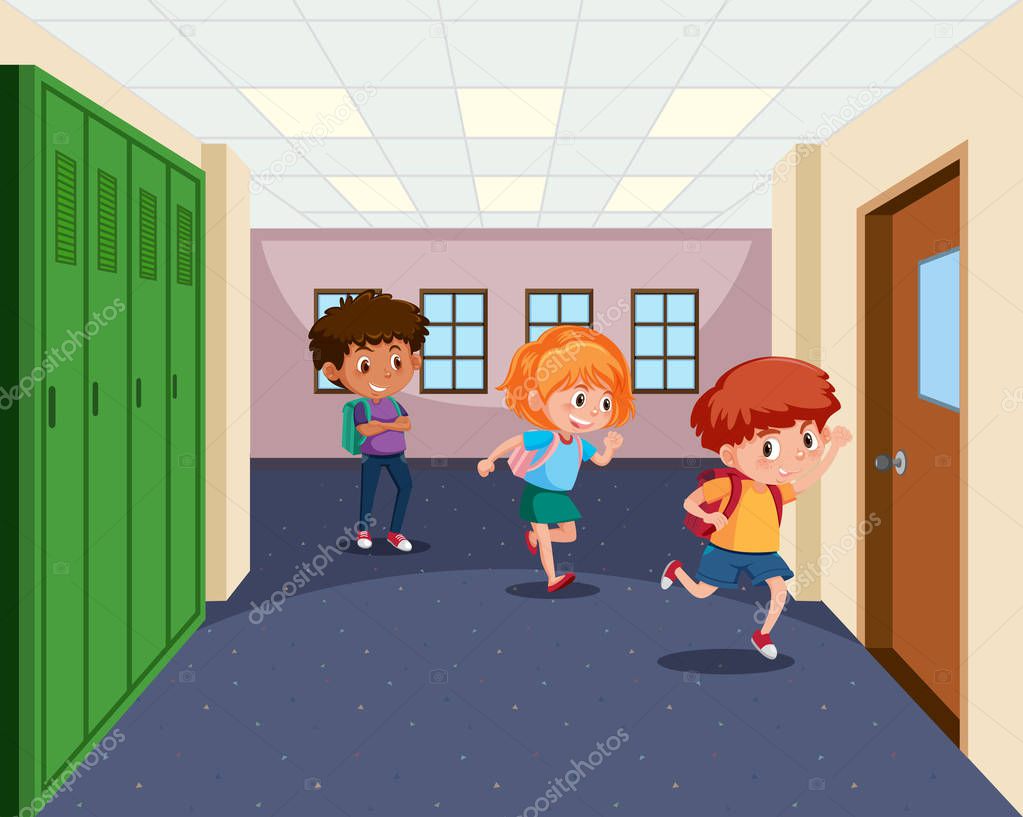 Students going to classroom illustration