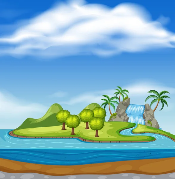 Beautiful Nature Island Landscape Illustration — Stock Vector
